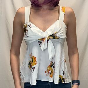 A.L.C. Women's Floral Silk Sleeveless Blouse 8 Ivory Cream Yellow Orange Pink